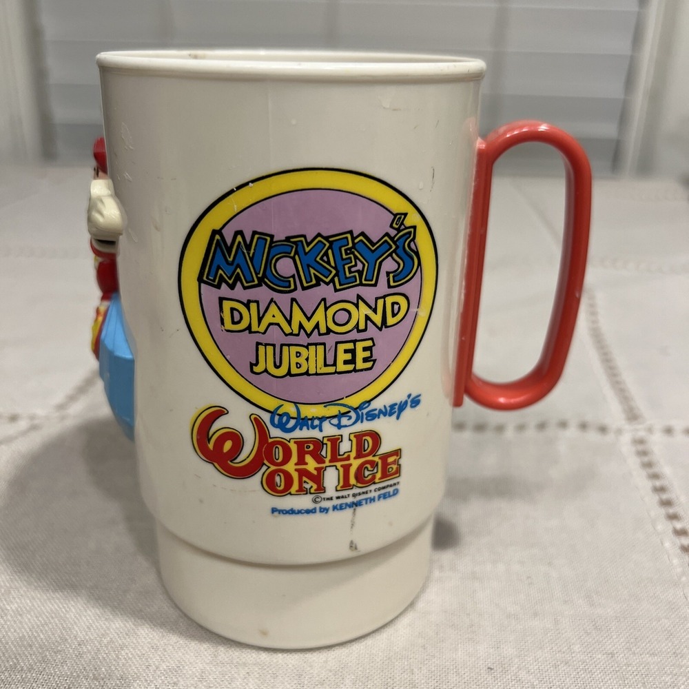 1990 Vintage Walt Disney's World On Ice Plastic 3D Cup Mickey Mouse Mug